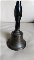 Antique dinner bell brass with wooden handle