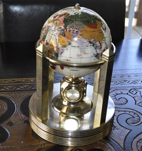 VIntager carousel gem inlayed globe with clocks