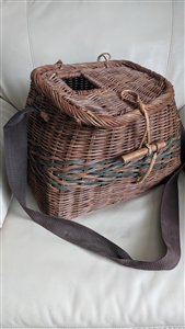 Wicker woven Creel fly fishing basket with strap