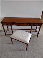 Gordon's vintage wooden desk with stool