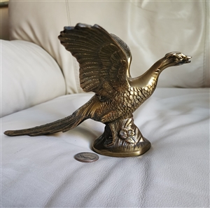 Pheasant brass sculpture decor display