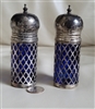 Godinger cobalt blue glass salt and pepper shakers