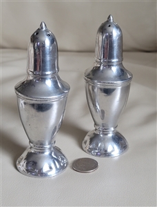 Tall Silver tone metal salt and pepper shakers