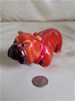 Wax Bulldog candle in red and orange colors