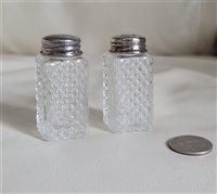 Pressed glass diamond pattern shakers set