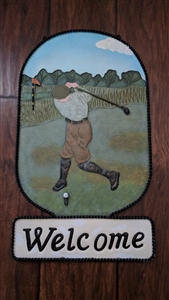 Golfing metal 3D design sign golfer on the greens