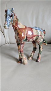 Standing horse display in fabric decoupage