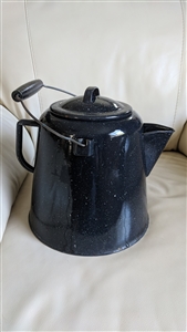 Huge Enamel campfire coffee cooking pitcher