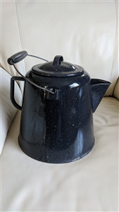 Huge Enamel campfire coffee cooking pitcher camping accessories vintage collectibles
