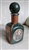 Vintage 1960s Leather Wrapped Golf Decanter Italian Glass Whiskey Bottle Green Leather Barware