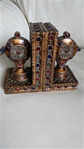 vintage moroccan style bedazzled gold tone bookends