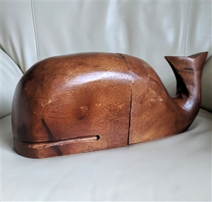 Exotic wood carved Sperm Whale bookends set