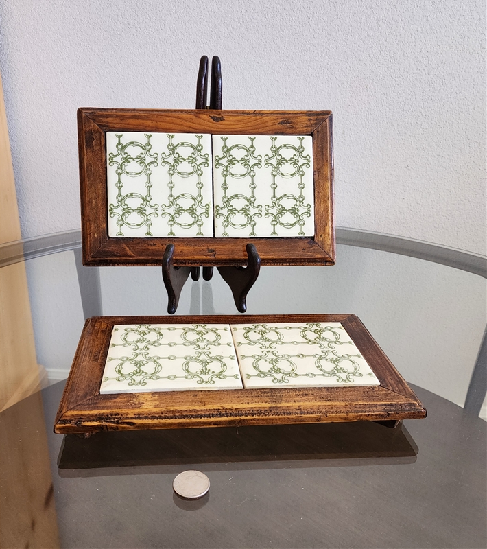 ORION Mexican tile handmade wooden trivets vintage kitchen accessories