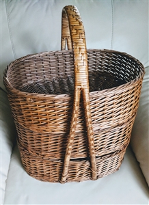 1980s vintage wicker tiered gathering baskets set of 3 stackable with high handle