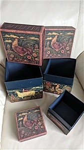 Vintage Bobs Boxes primitive farm nesting storage boxes set of 3