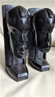 vintage african hand carved wood tribal bookends