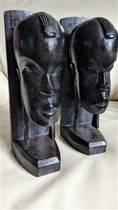 vintage african hand carved wood tribal bookends