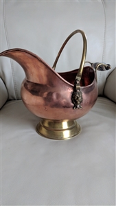 Ash Coal bucket copper brass lion heads porcelain decorative display centerpiece display