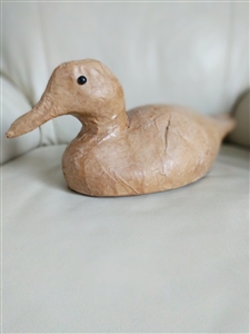 Duck decoy brown paper mache Folk Art display