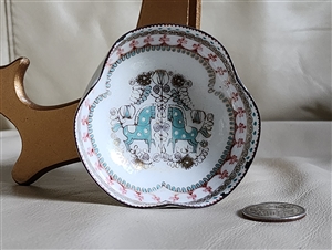 Austrian enamel metal plate with horses decor metalware art bowl collectible display
