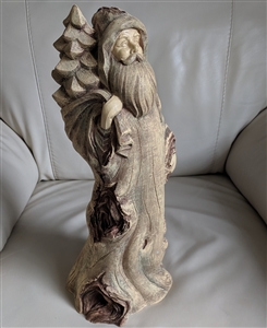 Tall Woodland Santa Claus resin wood grain style