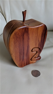 Wooden puzzle jewelry box apple with snake