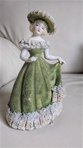 Flocked porcelain Southern Belle figurine