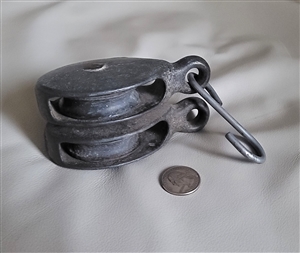 Cast Metal vintage double pulley industrial decor and functional pulley