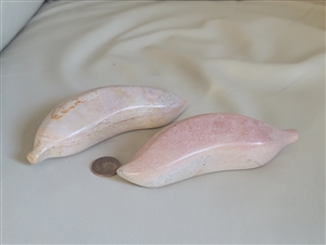 Marble bananas decorative display in pale pink hue collectible carved fruits home decor