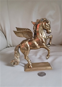 large Pegasus vintage brass sculpture display