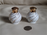 Vintage white porcelain gold accents shakers collectible table setting accessories