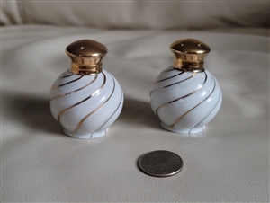 Vintage white porcelain gold accents shakers