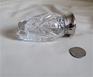 Vintage Ralph Lauren cut glass Climate Response bottle with starburst pattern and metal lid
