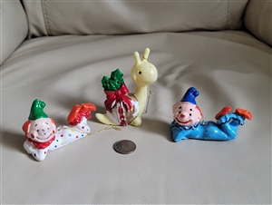 Vintage Christmas ornaments plastic figures snails