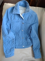 Reversible quilted Spring jacket sz lg wt and blue