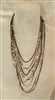 Multistrand antique gold tone waterfall necklace