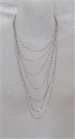 Elegant silver metal chain links layers necklace