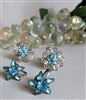 Blue rhinestones set of two twist on earrings