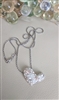 Elegant 14K white gold necklace glass beads heart