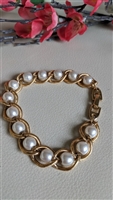 Napier elegant chainvlink and faux pearls bracelet