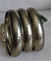 Gold tone hand hammered design bangles set of 3