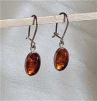 Natural Baltic Amber Sterling vintage dangle earrings.