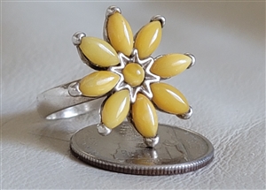 Baltic Amber floral ring in rare Butterscotch