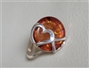 Double heart Baltic Amber and sterling silver ring