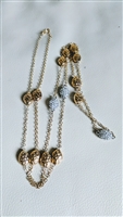 Multi beads necklace in satine gold tone finish