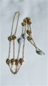 Multi beads necklace in satine gold tone finish