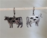 preowned vintage mexican sterling silver cow dangle earrings with V-94 hallmark