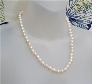 Elegant snow white faux pearls long necklace
