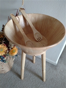 Huge wooden bowl with stand adjustable height