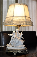 Boudoir vintage accent lamp porcelain figures